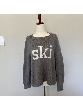 Wooden Ships Gray Ski Graphic Mohair Wool Blend Oversized Knit Sweater - Size XS